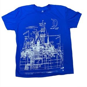 Disney Parks Disneyland Castle Blueprint Cinderella Resort T Shirt Unisex XL